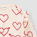 Heart Sketch on Creme Ruffled Sweatshirt by Miles the Label