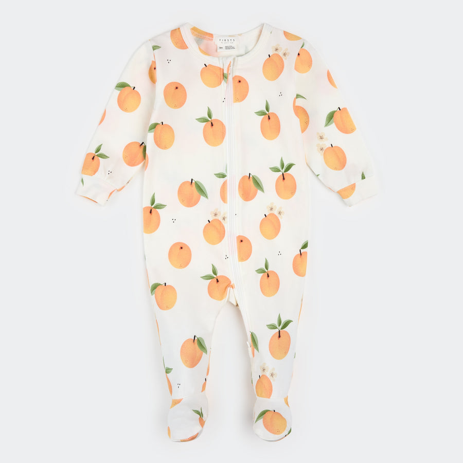 Peaches on Off-White Sleeper by Petit Lem
