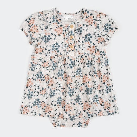 Spring Flowers on Creme Bodysuit Dress by Petit Lem