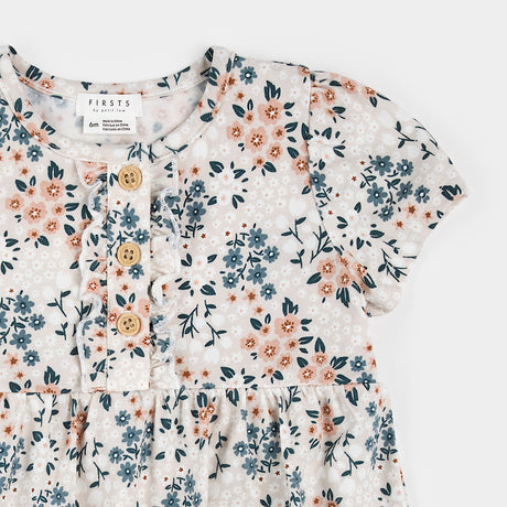 Spring Flowers on Creme Bodysuit Dress by Petit Lem