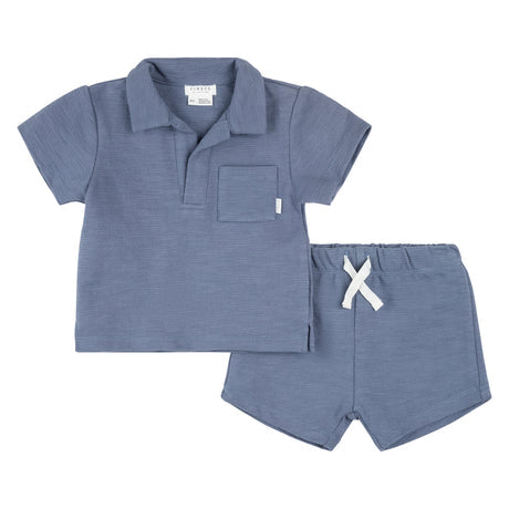 Beach Terry Short Set- Blue by Petit Lem