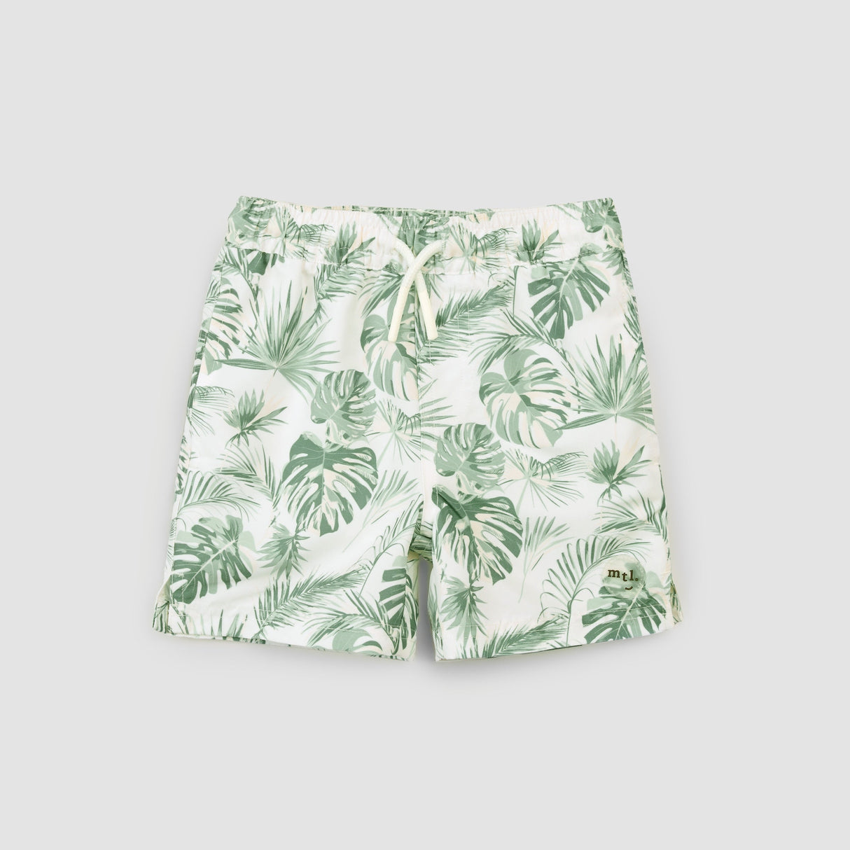 Jungle Leaves Print on Off-White Swim Trunks by miles the label