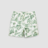 Jungle Leaves Print on Off-White Swim Trunks by miles the label