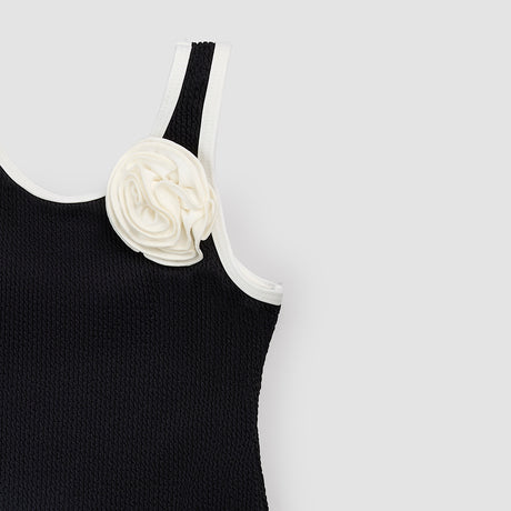 Black & White Flower Trim Swimsuit by miles the label