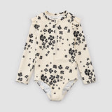 Flowers Print on Beige L/S Swimsuit by miles the label