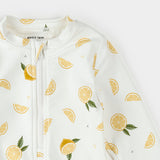 Lemon Print on Off-White L/S Swimsuit by Petit Lem