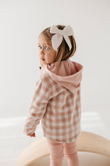 Hooded Shacket- Misty Rose Plaid by babysprouts