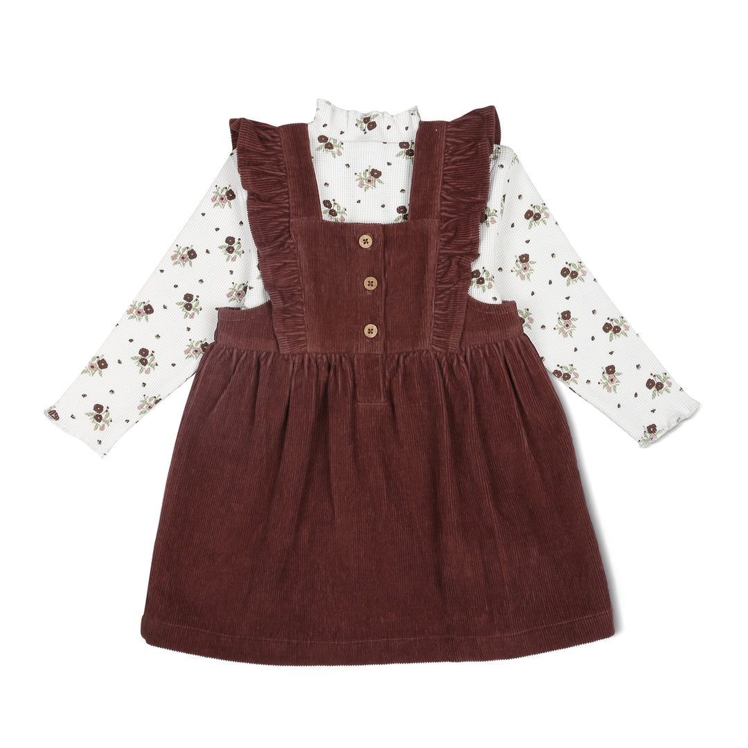 Organic Corduroy Ruffle Dress - Plum by Makemake