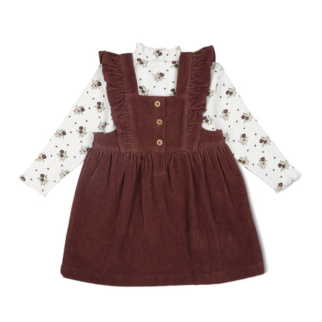 Organic Corduroy Ruffle Dress - Plum by Makemake