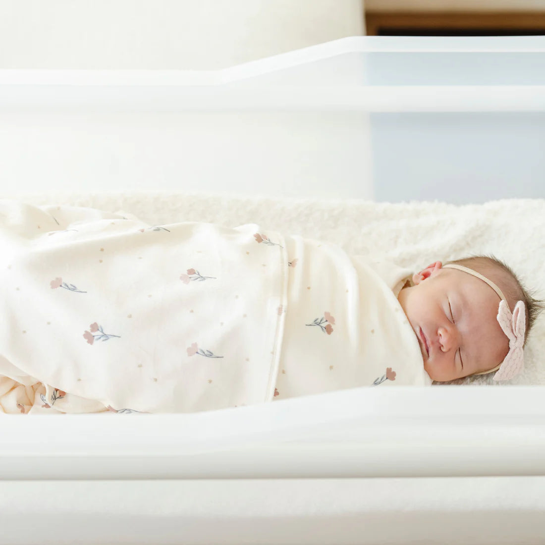 Minky Stretch Swaddle/Blanket- Floral by Saranoni