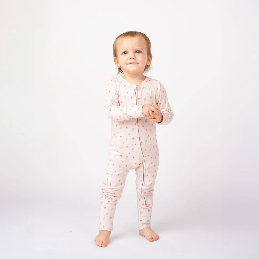 Floral Bamboo Baby Pajamas - Sweet Blooms Convertible by Emerson and Friends