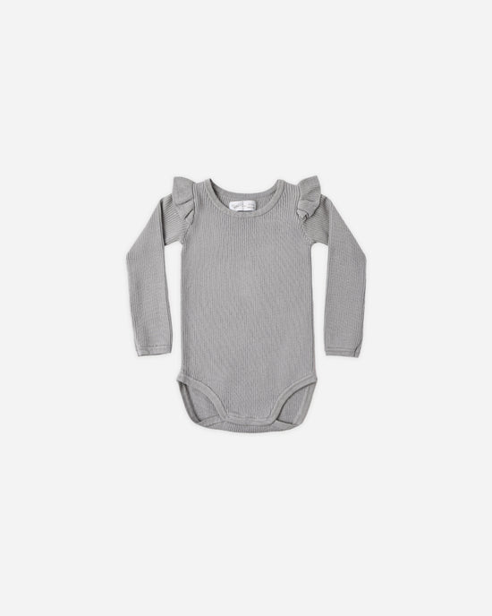 Shoulder Ruffle Bodysuit || Dusty Blue by Rylee + Cru