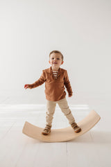 Boy's 3/4 Fleece Zip Sweatshirt- Caramel by babysprouts