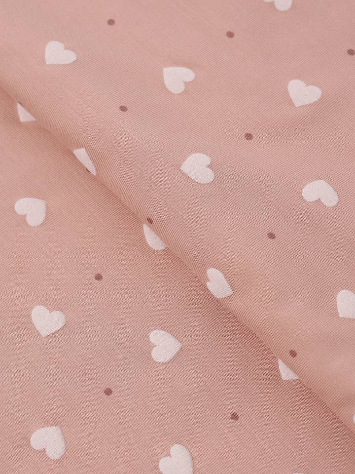 Bamboo Swaddle + Knotted Hat || Pink Hearts by Quincy Mae