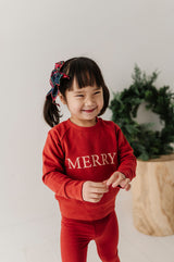Berrry Red Raglan Sweatshirt- Merry by Babysprouts