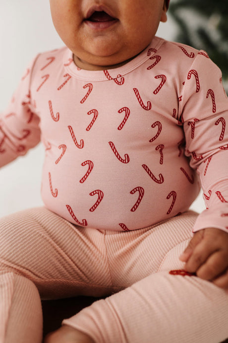 Baby Long Sleeve Bodysuit- Candy Cane by Babysprouts