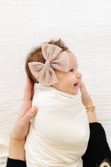 Large Tulle Bow - Tan Dot by Lou Lou & Company