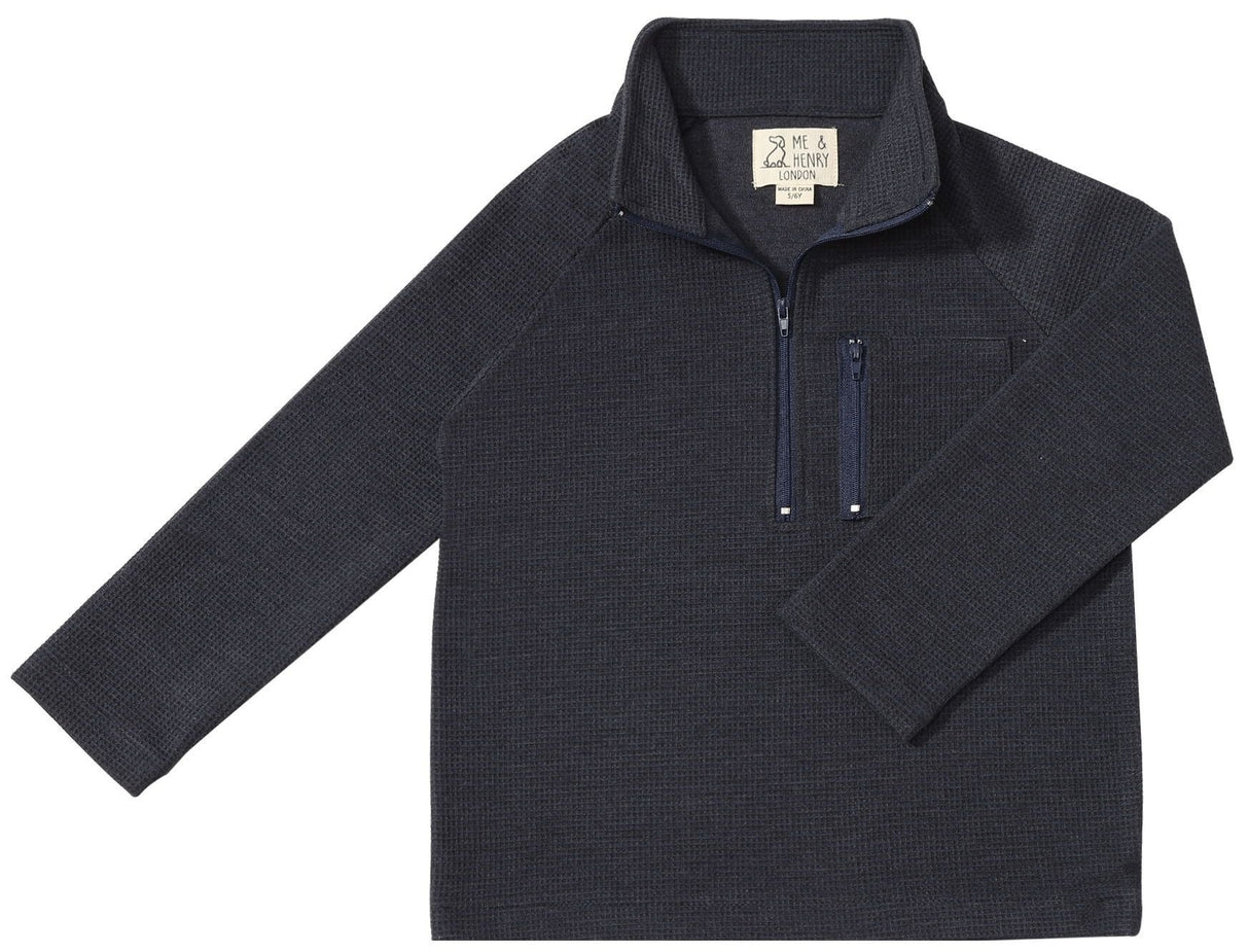 Picket Zip Up Top- Navy Waffle by Me & Henry