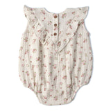 Organic Sleeveless Ruffle Bubble Romper - Blush Floral by Makemake