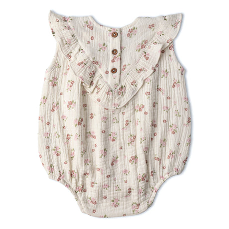 Organic Sleeveless Ruffle Bubble Romper - Blush Floral by Makemake