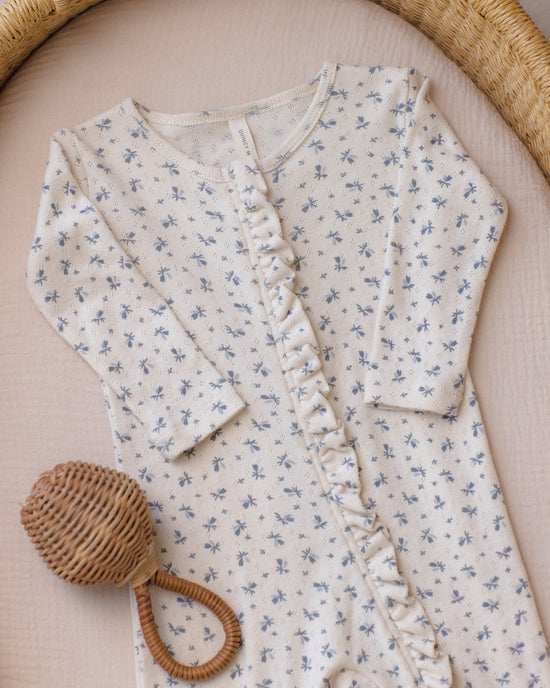 Ruffle Jumpsuit || Blue Ditsy by Quincy Mae