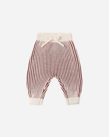 Chunky Knit Pant || Cherry Stripe by Quincy Mae