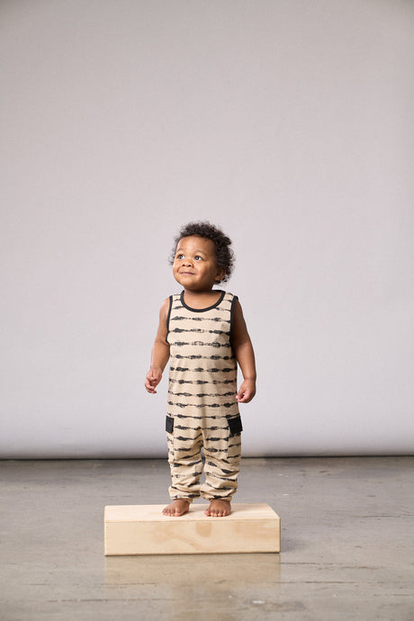 Static Stripe Tank Romper by Little Bipsy