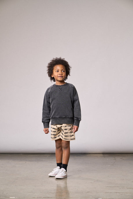 Acid Wash Crewneck- Black by Little Bipsy