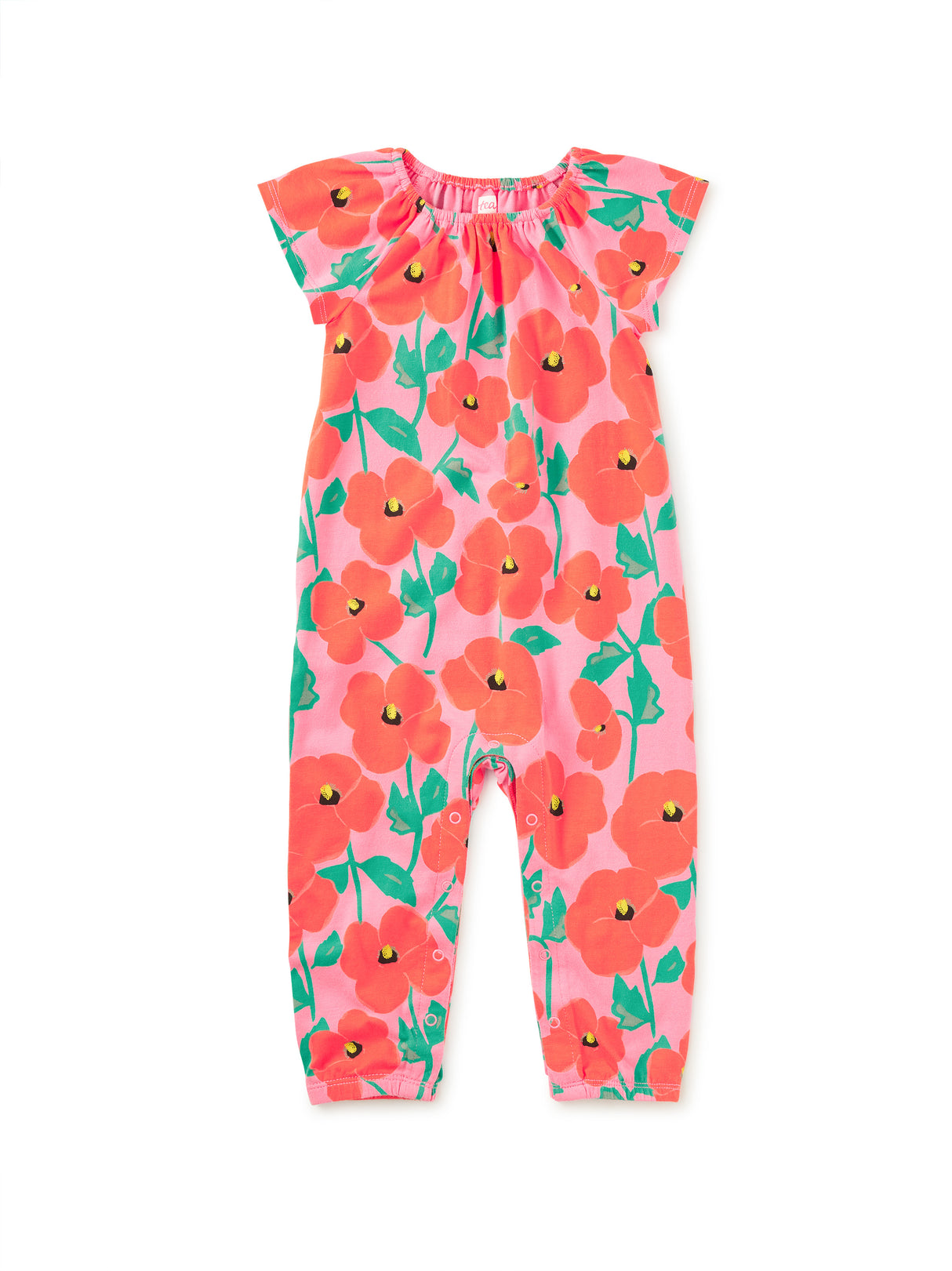 Tulip Sleeve Baby Romper- Poppy Poppies by Tea