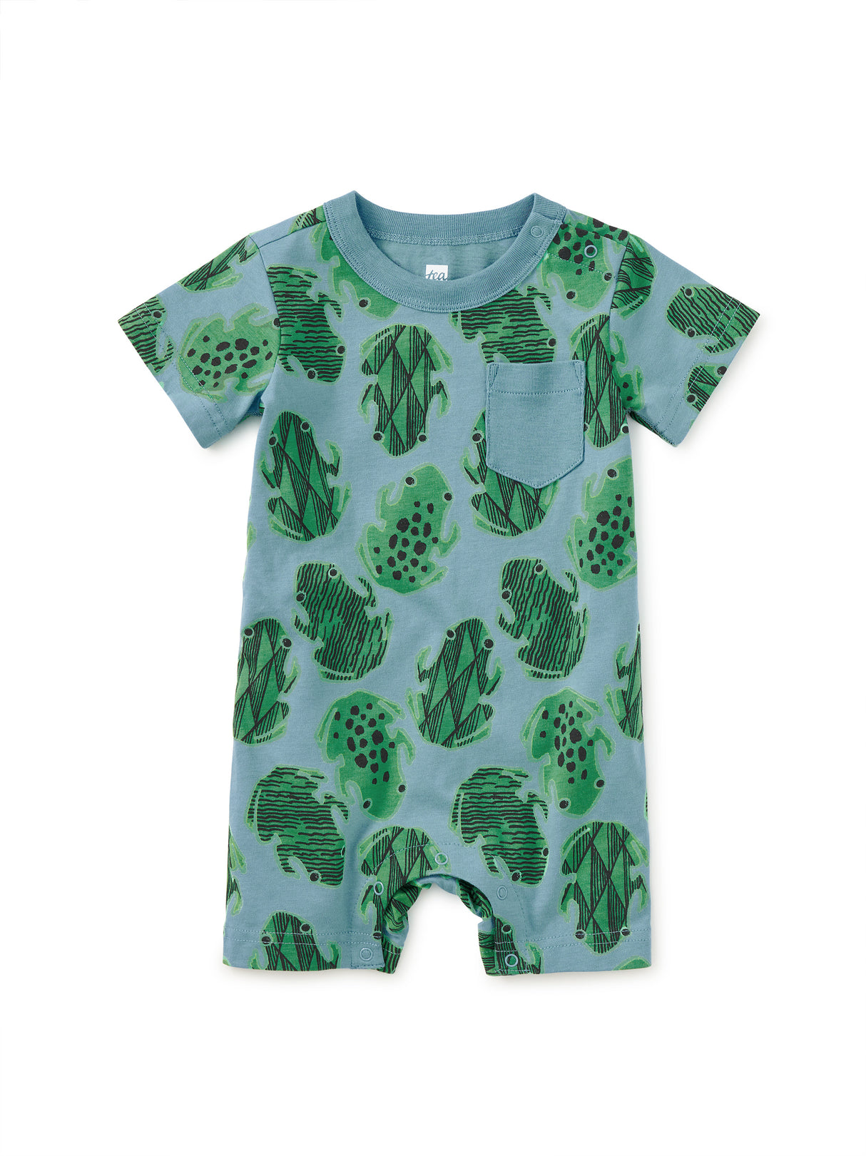 Pocket Shortie Baby Romper- Hopalong Frogs by Tea