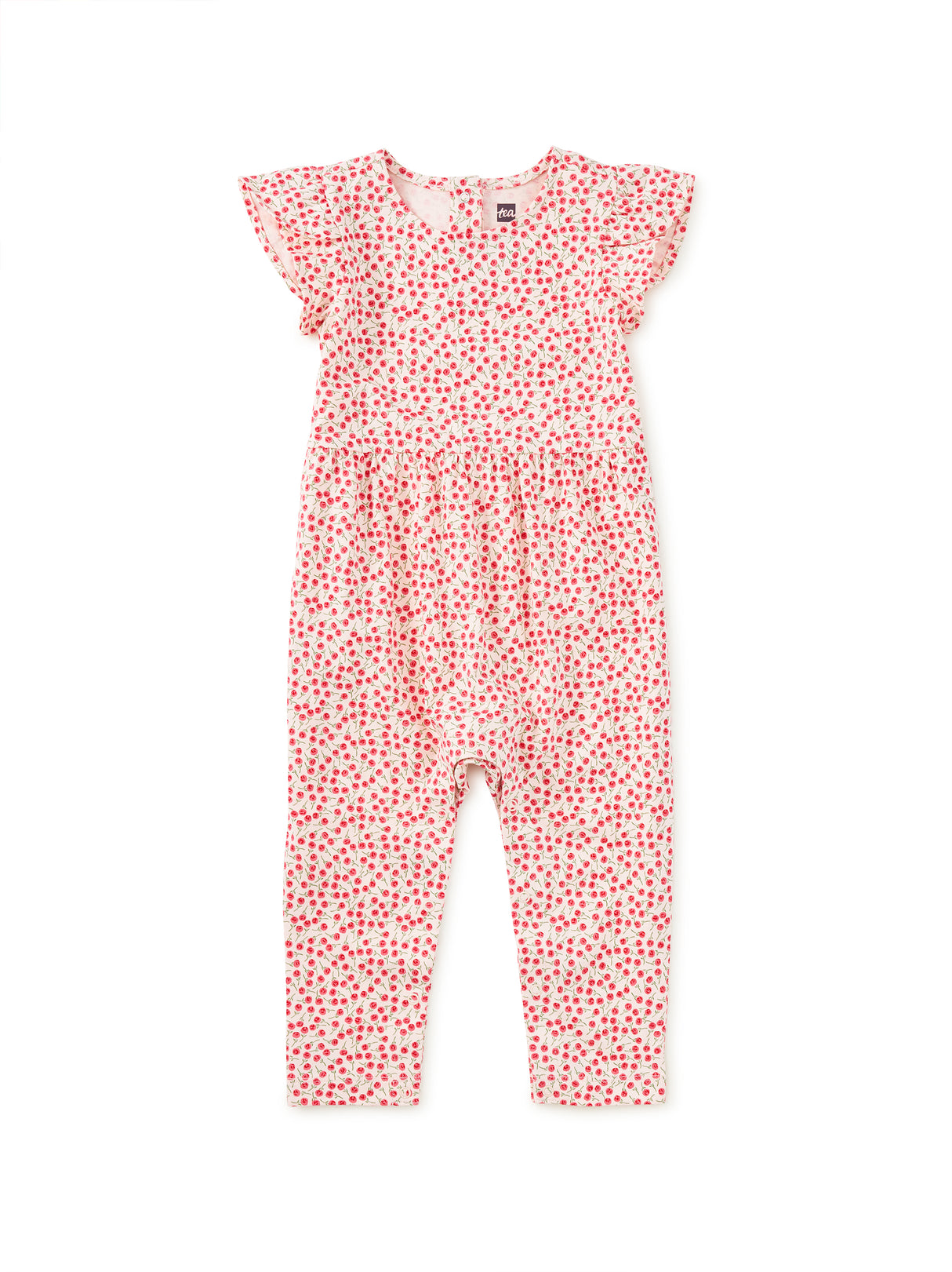 Tulip Sleeve Baby Romper- Mini Rose Toss by Tea Collection