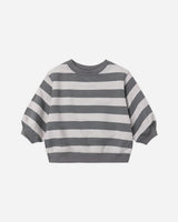 Oversized Crew Sweatshirt || Midnight Stripe by Quincy Mae