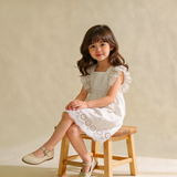 Organic Eyelet Flutter Dress - Ivory Eyelet by Makemake