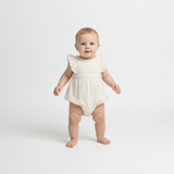 Organic Eyelet Flutter Romper- Ivory Eyelet by Makemake