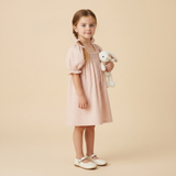Organic Eyelet Bubble Sleeve Dress- Blush Eyelet by Makemake