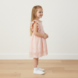 Organic Eyelet Flutter Dress- Blush Eyelet by Makemake