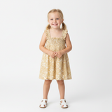 Organic Smocked Sundress- Yellow Blossom by Makemake