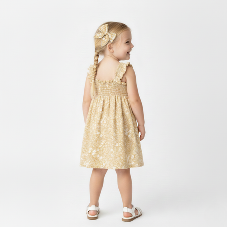 Organic Smocked Sundress- Yellow Blossom by Makemake