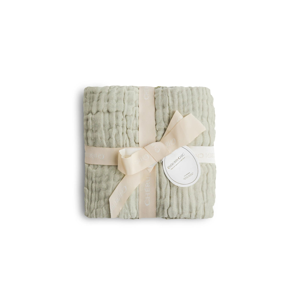 Muslin Baby Swaddle Blanket: 6 Layers- Sage by Cherubin Chic