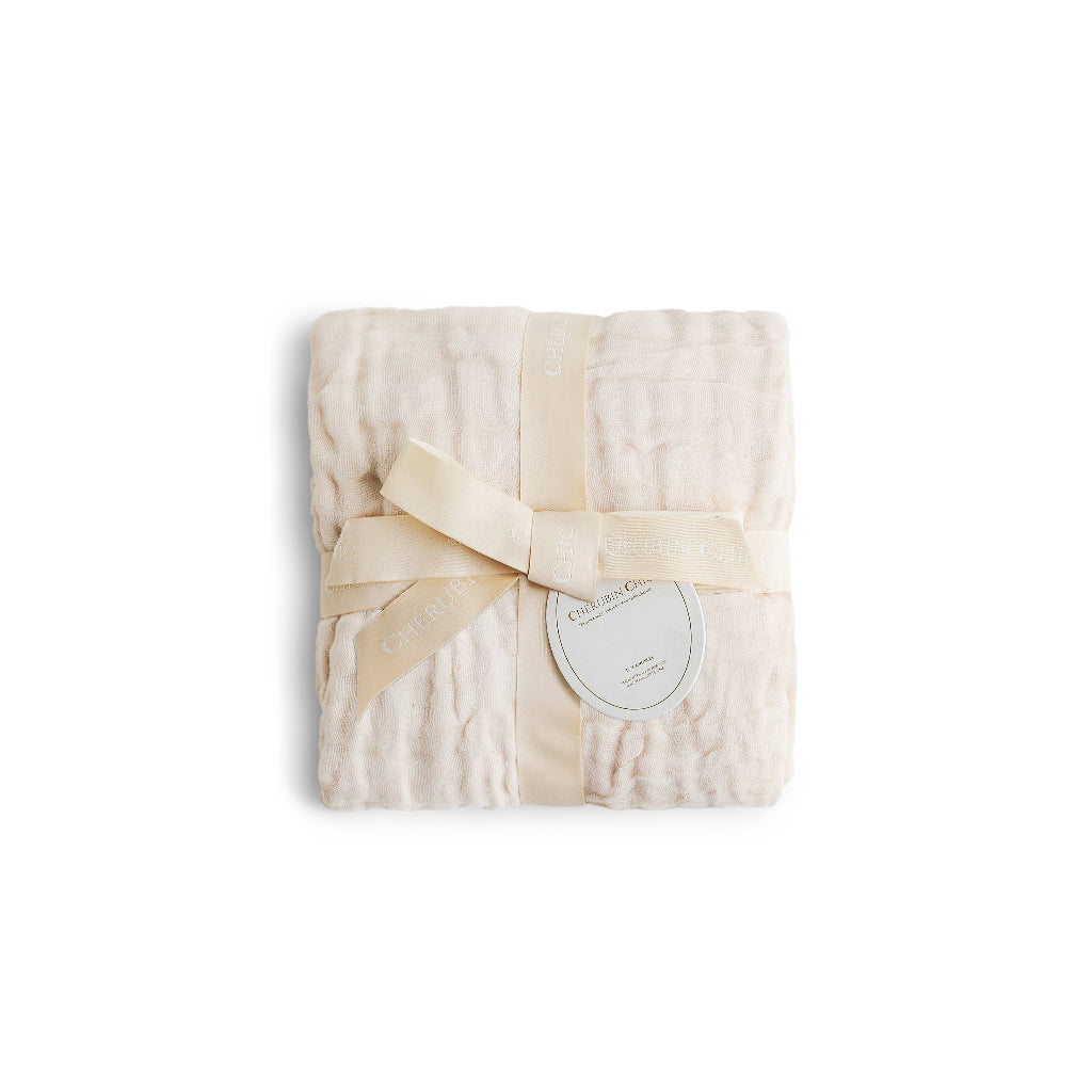 Muslin Baby Swaddle Blanket: 6 Layers- Cream by Cherubin Chic