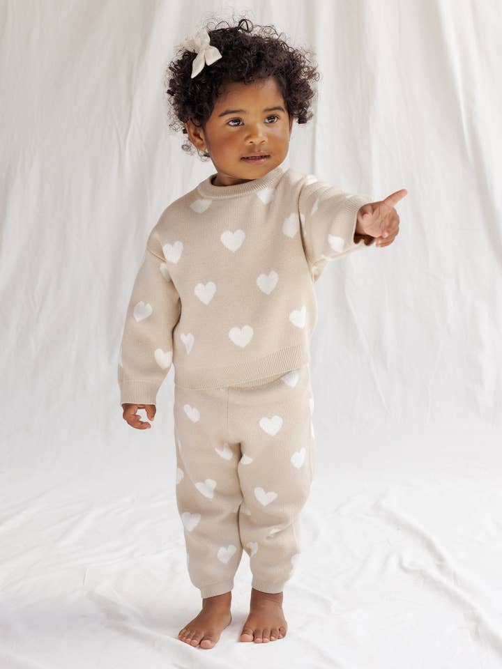 Heart Knit Sweater || Oat by Quincy Mae