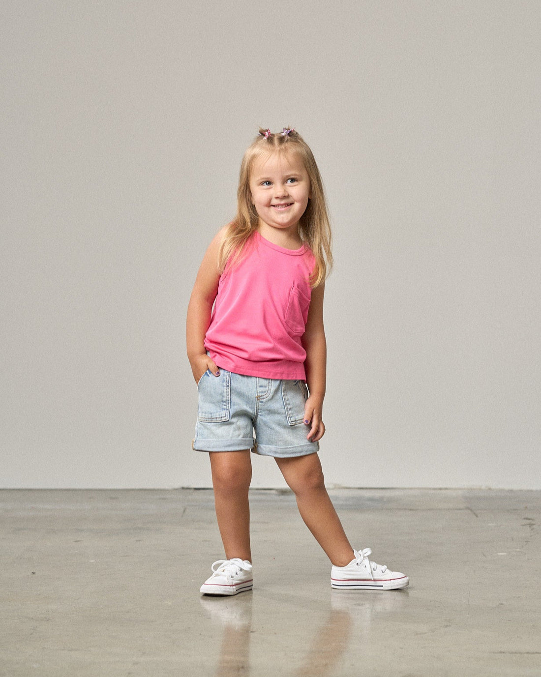 Rolled Denim Short - Light Wash by Little Bipsy