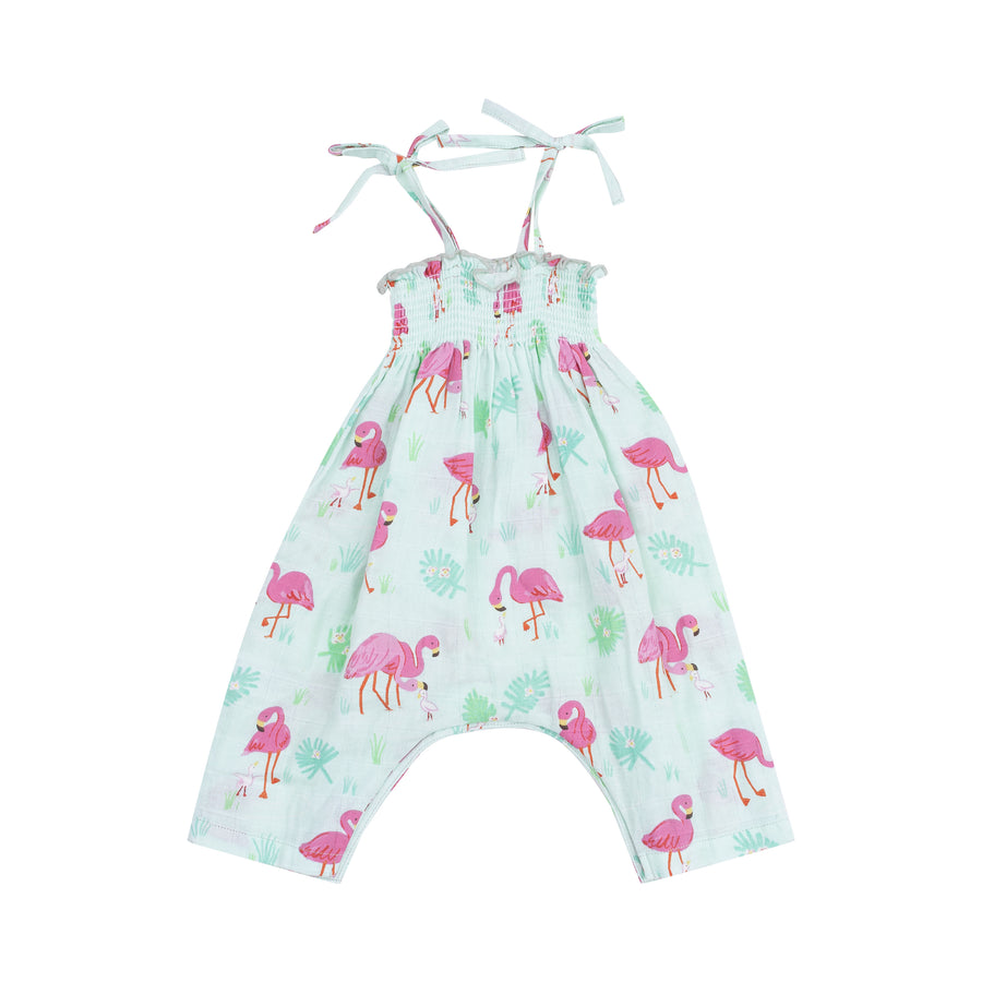 Smocked Romper - Flamingos by Angel Dear