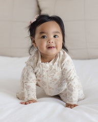 Zip Long Sleeve Sleeper Footie || Floral Vine by Quincy Mae