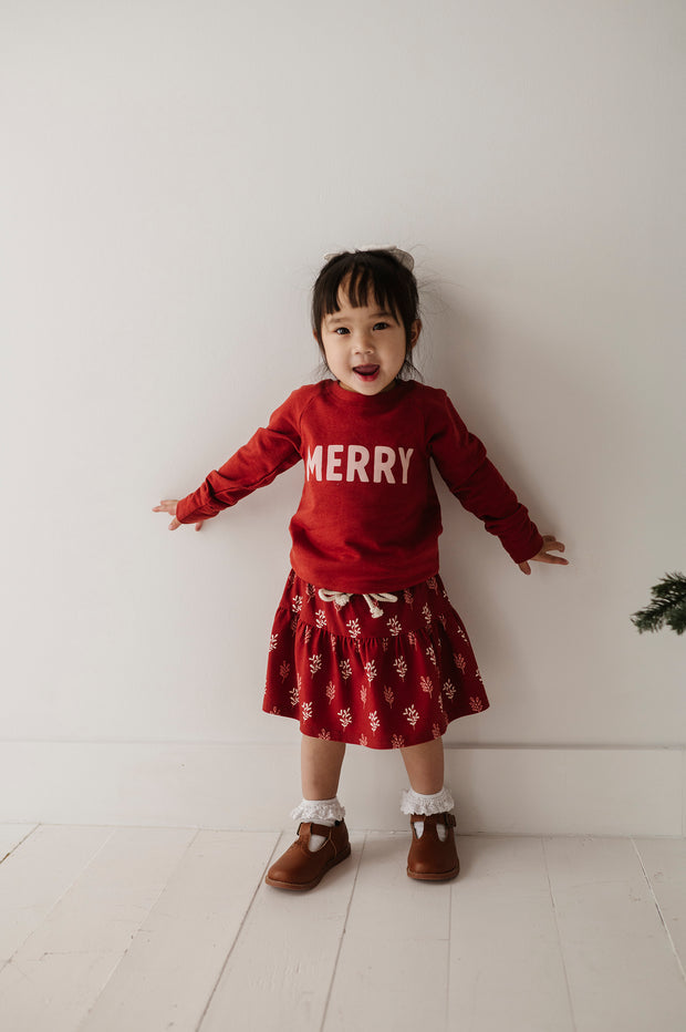 Raglan Sweatshirt- Merry in Berry Red by Babysprouts