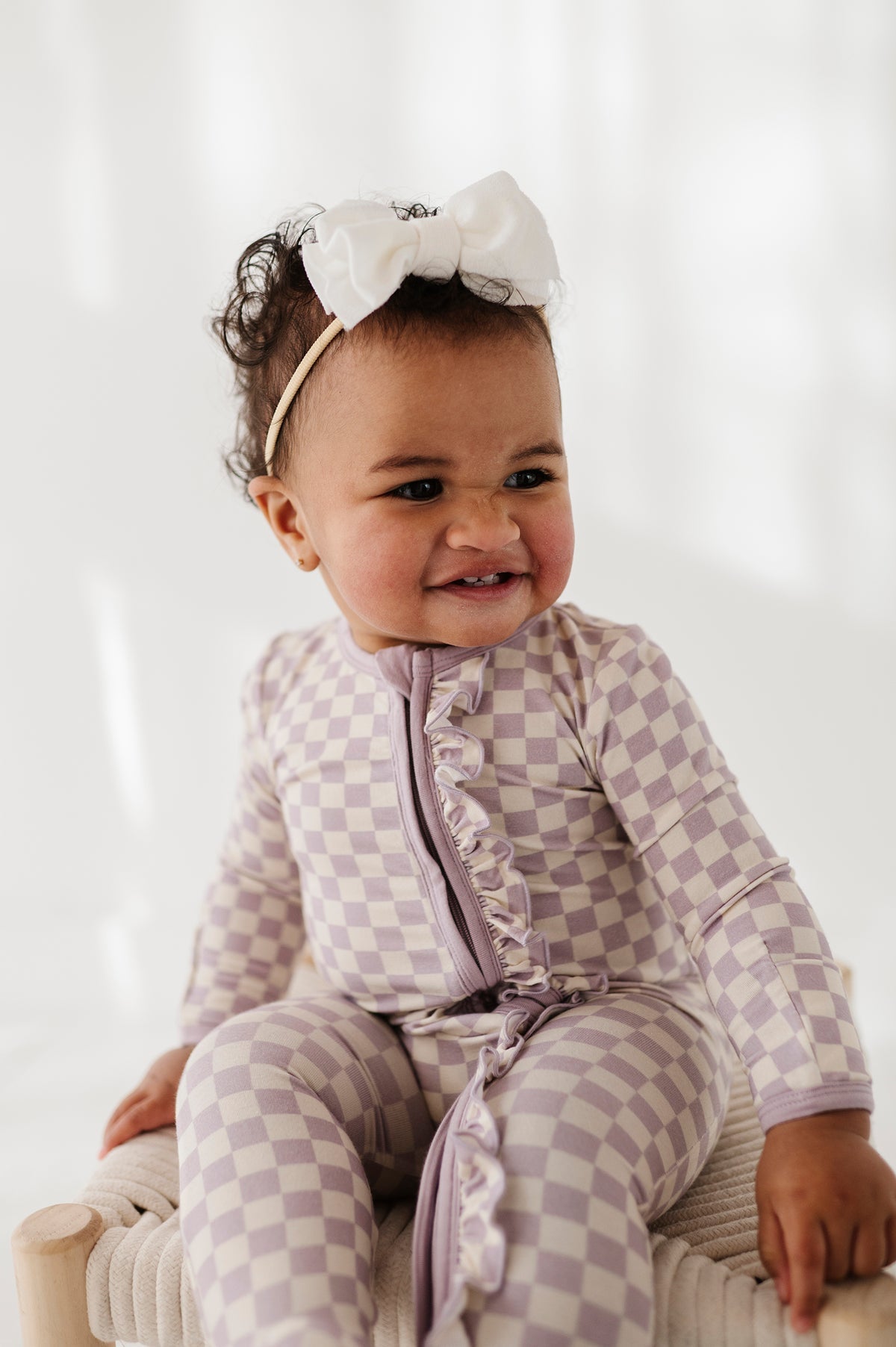 Footie Romper- Lavender Cloud Checkered by babysprouts