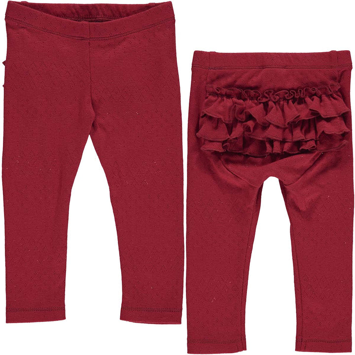 Pointelle Frill Pant in Berry Red by Müsli