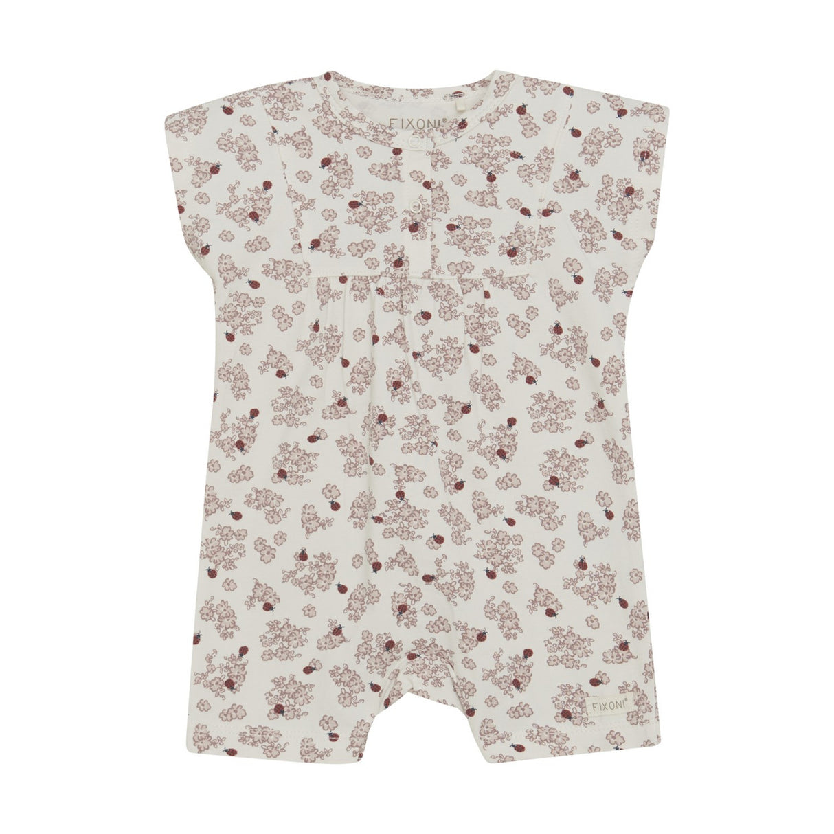 Infant Girl Romper in Eggnog Ladybugs by Fixoni