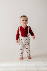 Henley Bodysuit & Suspenders Set- Christmas Truck by Babysprouts