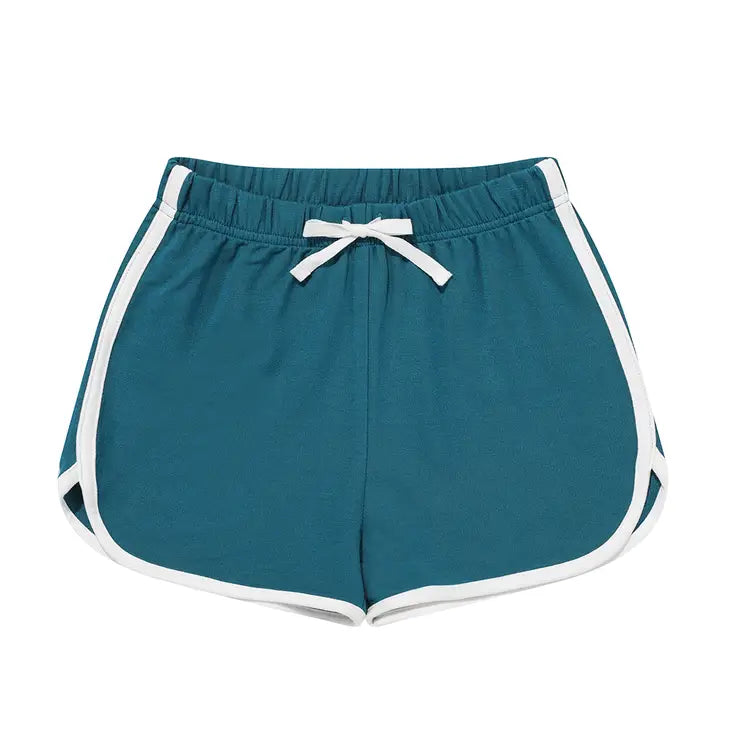 Ocean Blue Bamboo Terry Track Shorts by Emerson and Friends